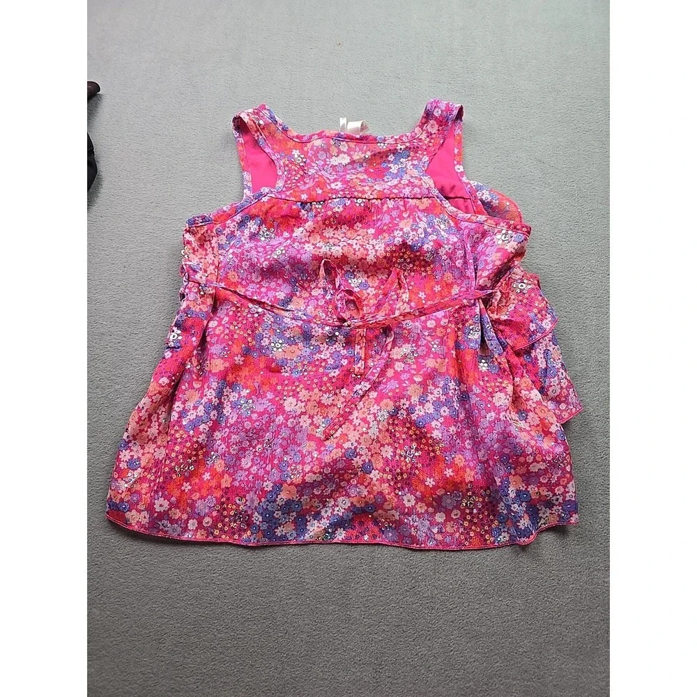 Girls Justice Layered‎ Top Size 20 Pink Purple Blue Floral Sparkle Tiered Tank